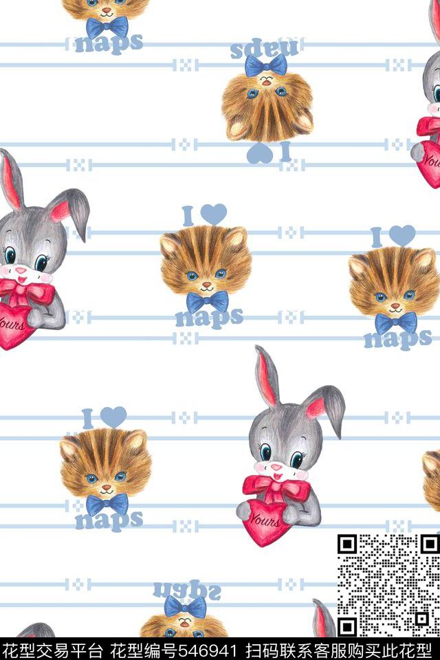 流行时尚卡通动物数码印花华亿平台下载（图片编号: 546941） - 瓦栏（Walan）
