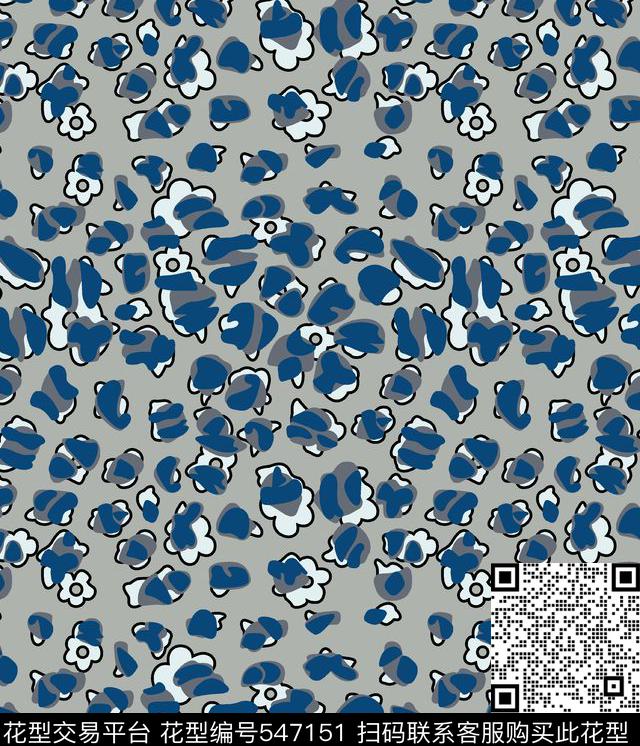 传统手绘几何小花豹纹雨伞传统印花华亿平台下载（图片编号: 547151） - 瓦栏（Walan）