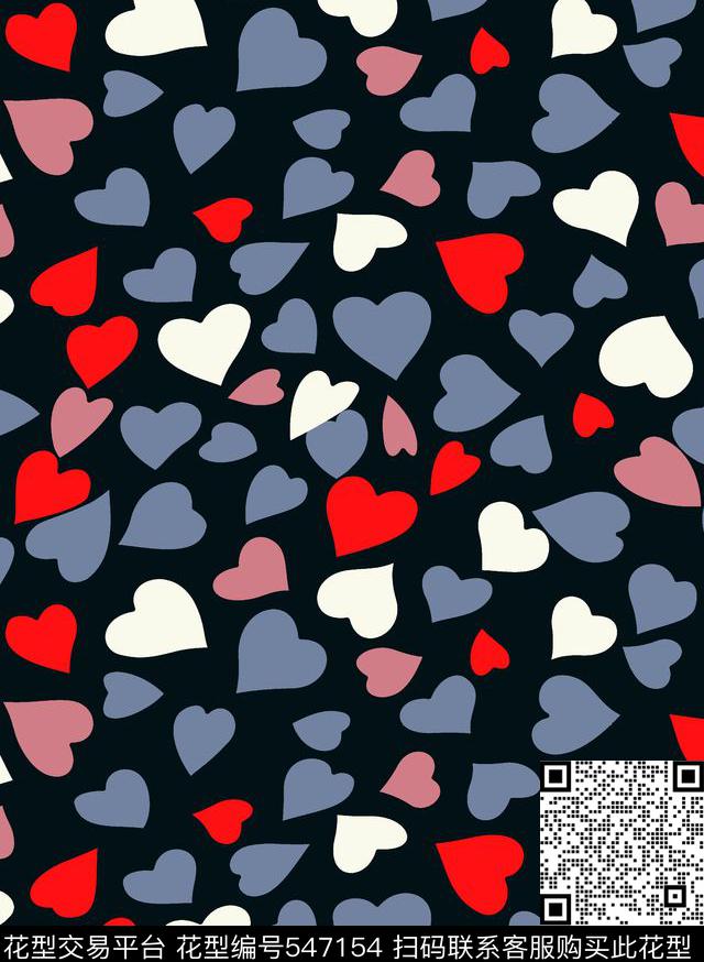 传统手绘爱心传统印花华亿平台下载（图片编号: 547154） - 瓦栏（Walan）