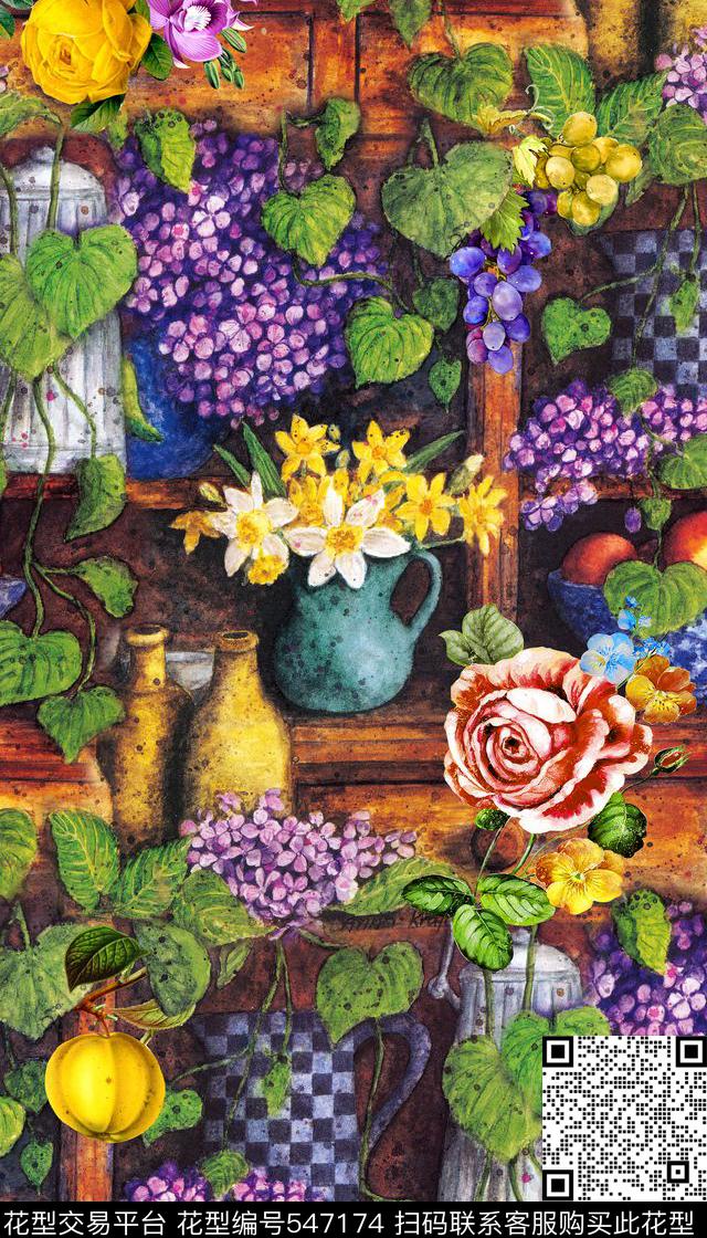 时尚瓷器花卉数码印花华亿平台下载（图片编号: 547174） - 瓦栏（Walan）