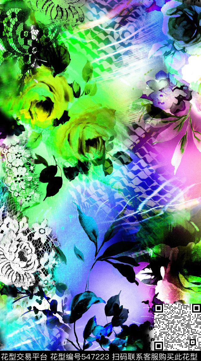 花朵花卉数码花数码印花华亿平台下载（图片编号: 547223） - 瓦栏（Walan）