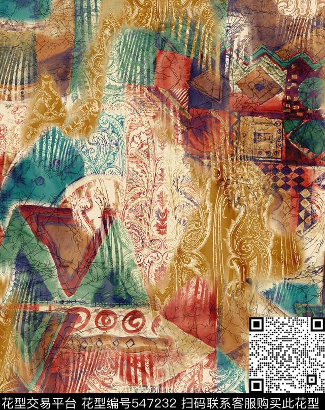 名族风古典拼图数码印花华亿平台下载（图片编号: 547232） - 瓦栏（Walan）