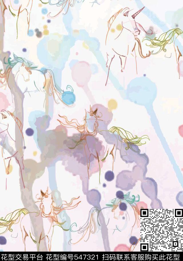 抽象天马面料图案可爱图案传统印花华亿平台下载（图片编号: 547321） - 瓦栏（Walan）