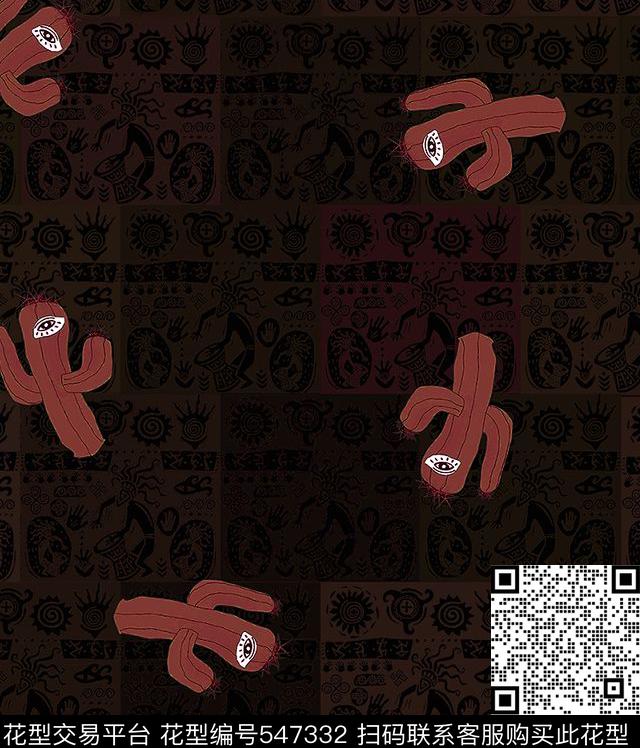 人文复古仙人掌埃及艳后数码印花华亿平台下载（图片编号: 547332） - 瓦栏（Walan）