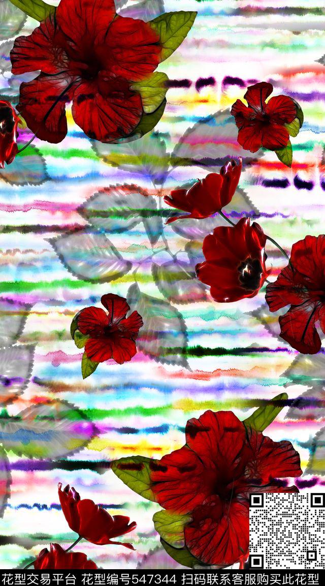 阿拉伯风格水彩数码印花华亿平台下载（图片编号: 547344） - 瓦栏（Walan）