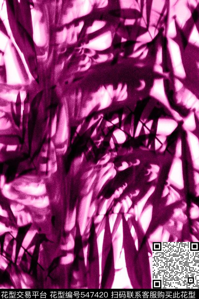 手绘写意竹叶手绘单色传统印花华亿平台下载（图片编号: 547420） - 瓦栏（Walan）