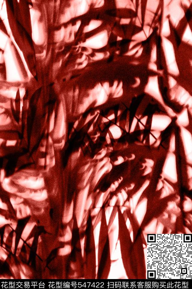 手绘写意竹叶手绘单色传统印花华亿平台下载（图片编号: 547422） - 瓦栏（Walan）