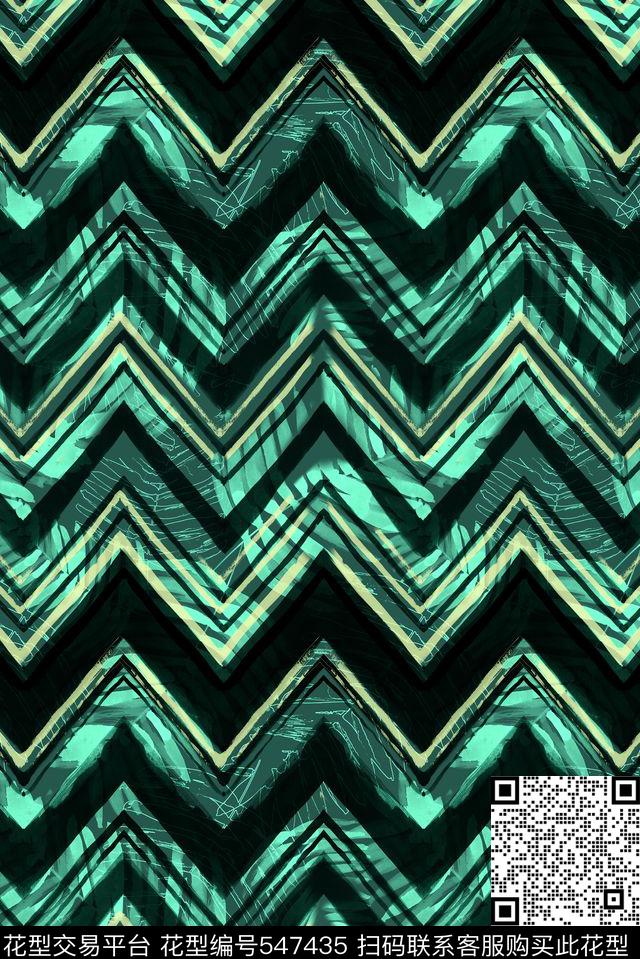 时尚抽象”Z"字形机理简洁手绘数码印花华亿平台下载（图片编号: 547435） - 瓦栏（Walan）