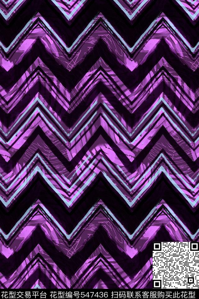时尚抽象”Z"字形机理简洁手绘数码印花华亿平台下载（图片编号: 547436） - 瓦栏（Walan）