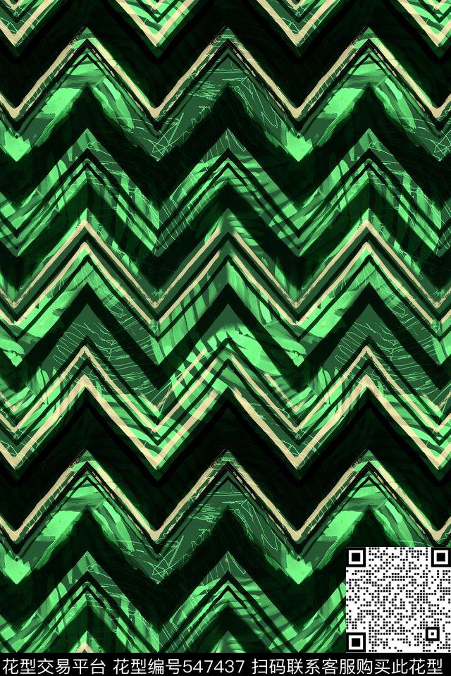 时尚抽象”Z"字形机理简洁手绘数码印花华亿平台下载（图片编号: 547437） - 瓦栏（Walan）