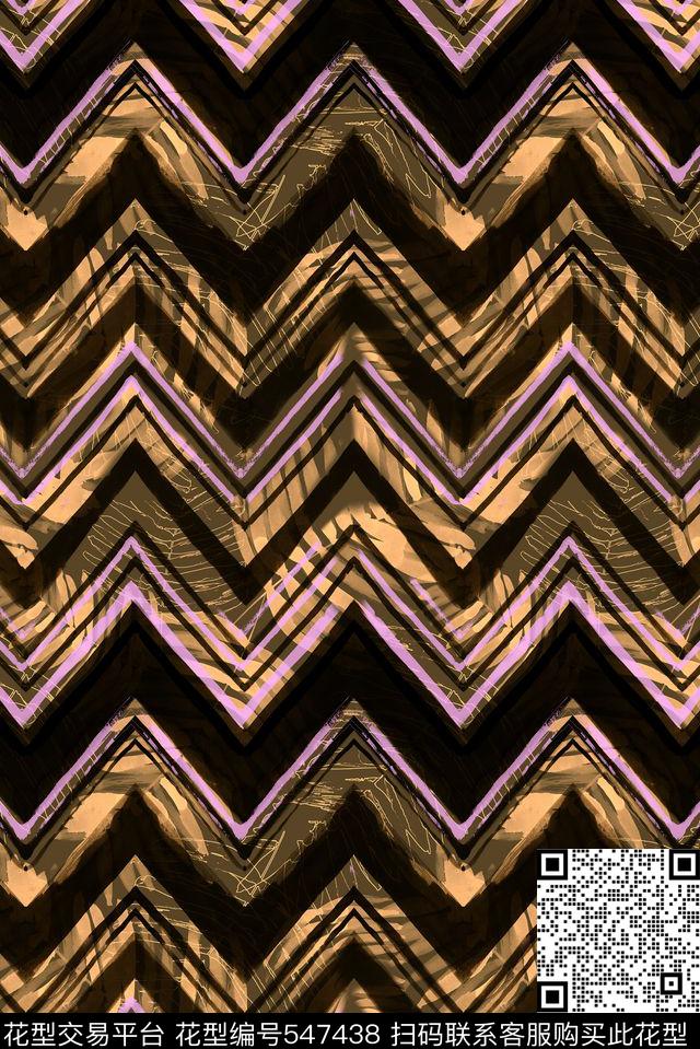 时尚抽象”Z"字形机理简洁手绘数码印花华亿平台下载（图片编号: 547438） - 瓦栏（Walan）