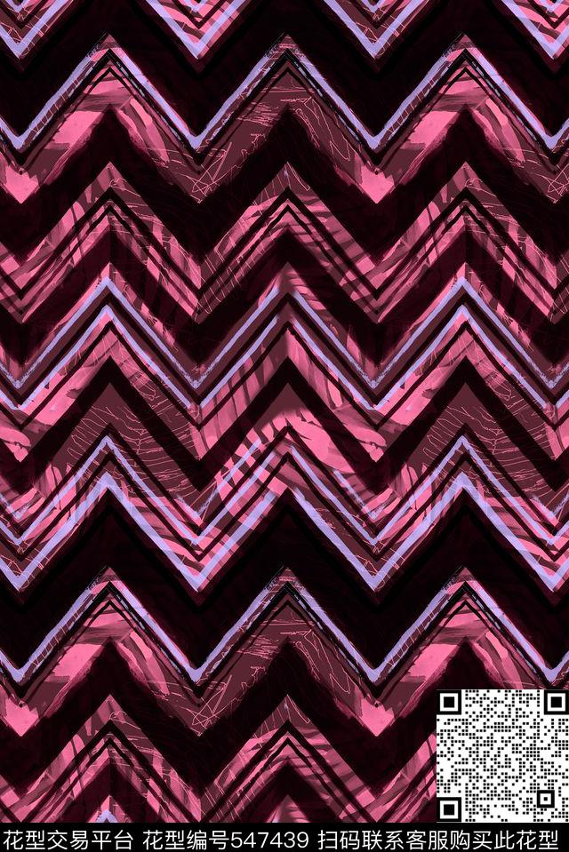 时尚抽象”Z"字形机理简洁手绘数码印花华亿平台下载（图片编号: 547439） - 瓦栏（Walan）