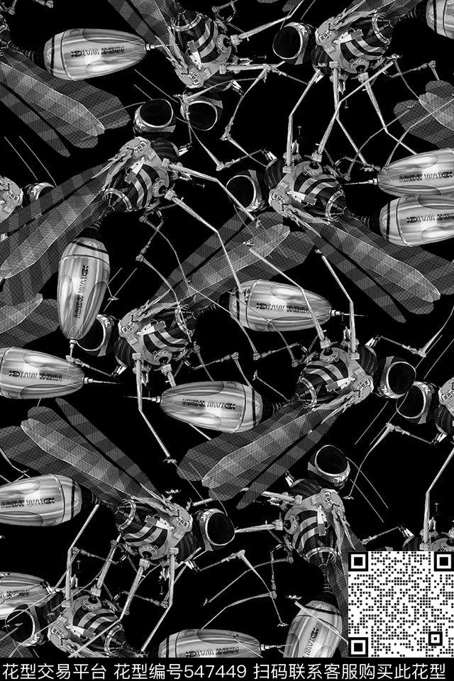 时尚潮流前卫男装图案机械图案数码印花华亿平台下载（图片编号: 547449） - 瓦栏（Walan）