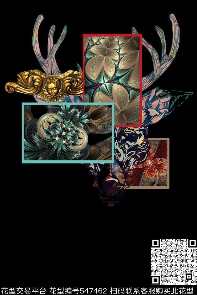 t恤华亿平台潮流分形艺术数码印花华亿平台下载（图片编号: 547462） - 瓦栏（Walan）