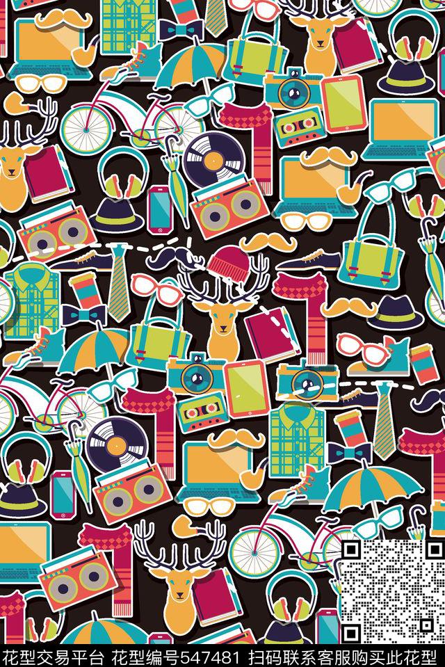 卡通图标眼镜传统印花华亿平台下载（图片编号: 547481） - 瓦栏（Walan）