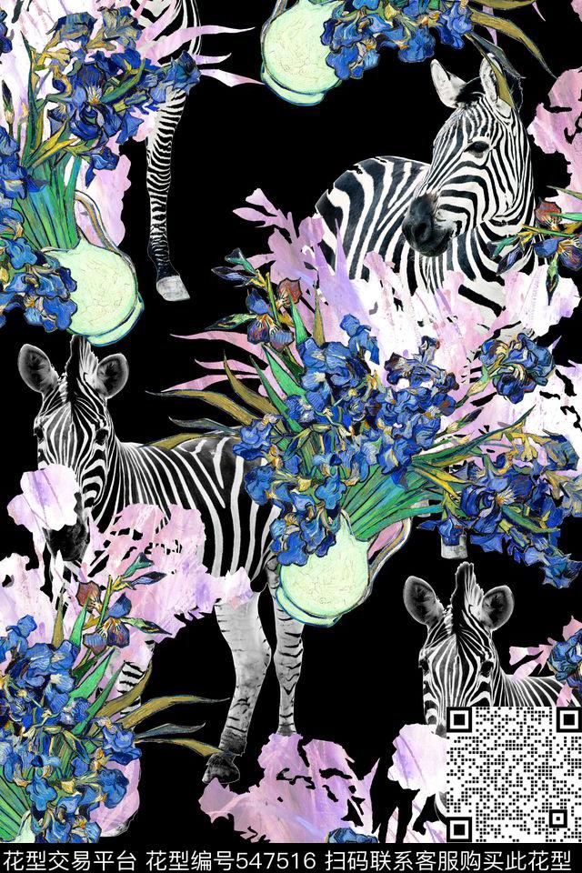 花卉斑马纯色底数码印花华亿平台下载（图片编号: 547516） - 瓦栏（Walan）