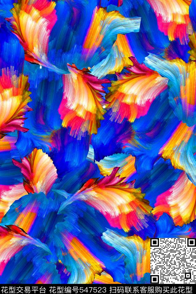抽象炫彩手绘数码印花华亿平台下载（图片编号: 547523） - 瓦栏（Walan）