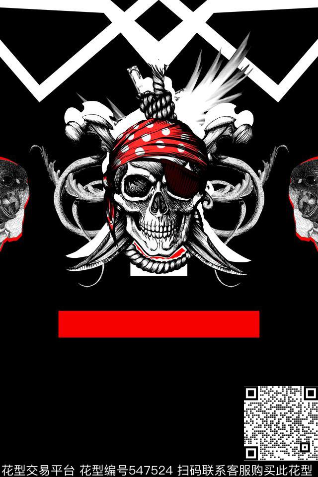 定位几何骷髅头数码印花华亿平台下载（图片编号: 547524） - 瓦栏（Walan）