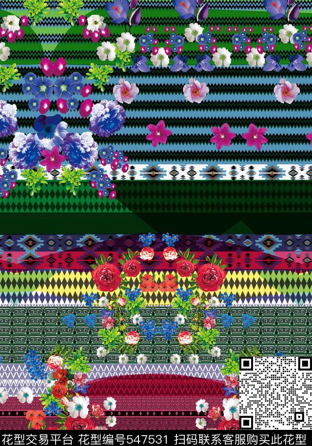 秋冬花卉抽象数码印花华亿平台下载（图片编号: 547531） - 瓦栏（Walan）