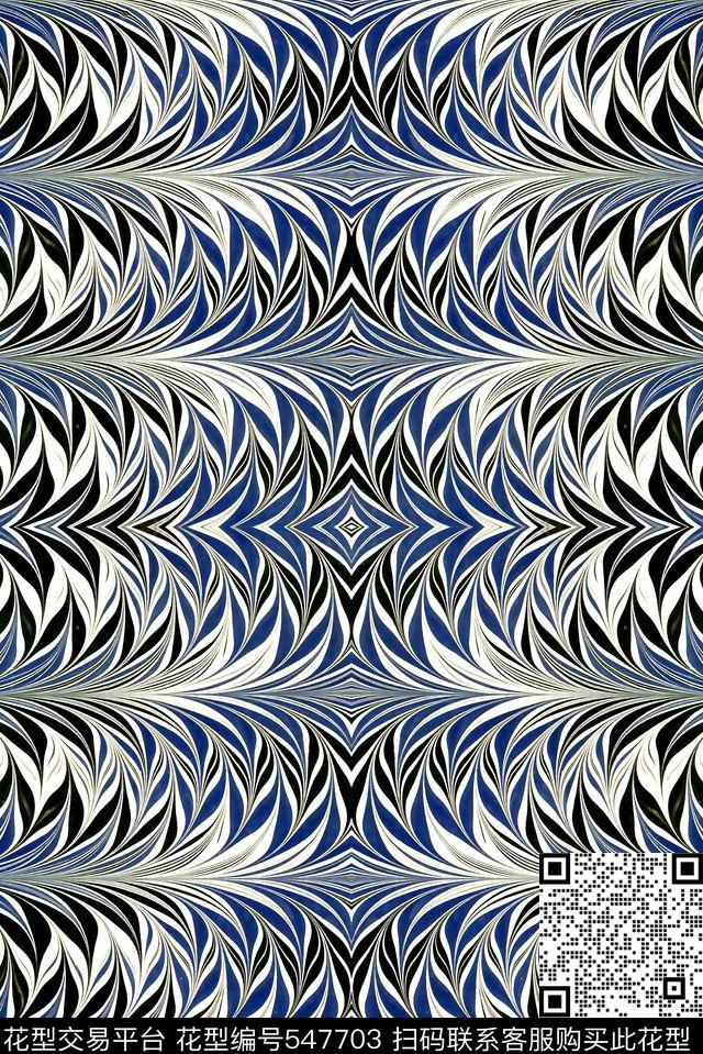 液化男装抽象传统印花华亿平台下载（图片编号: 547703） - 瓦栏（Walan）