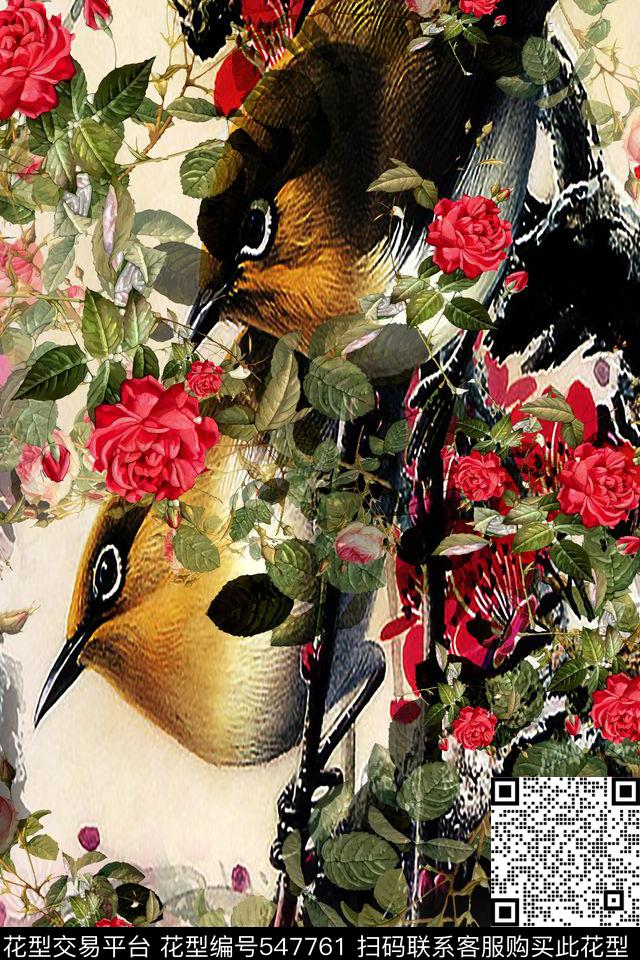 中国风民族风花鸟数码印花华亿平台下载（图片编号: 547761） - 瓦栏（Walan）
