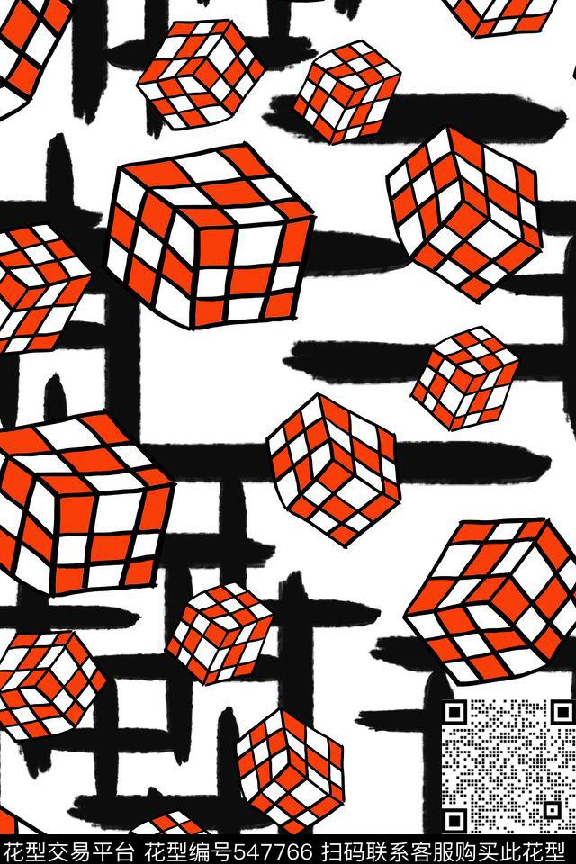 潮流方块几何传统印花华亿平台下载（图片编号: 547766） - 瓦栏（Walan）