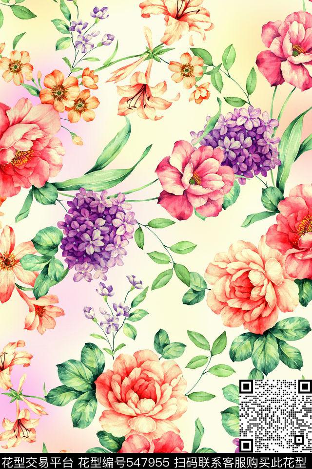 大气花朵裙子数码印花华亿平台下载（图片编号: 547955） - 瓦栏（Walan）