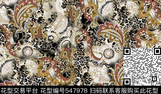民族风腰果豹纹传统印花华亿平台下载（图片编号: 547978） - 瓦栏（Walan）