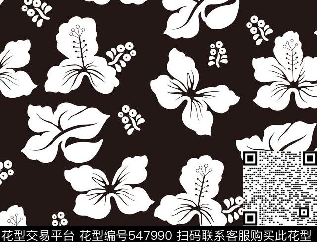 黑白花朵边花纹传统印花华亿平台下载（图片编号: 547990） - 瓦栏（Walan）