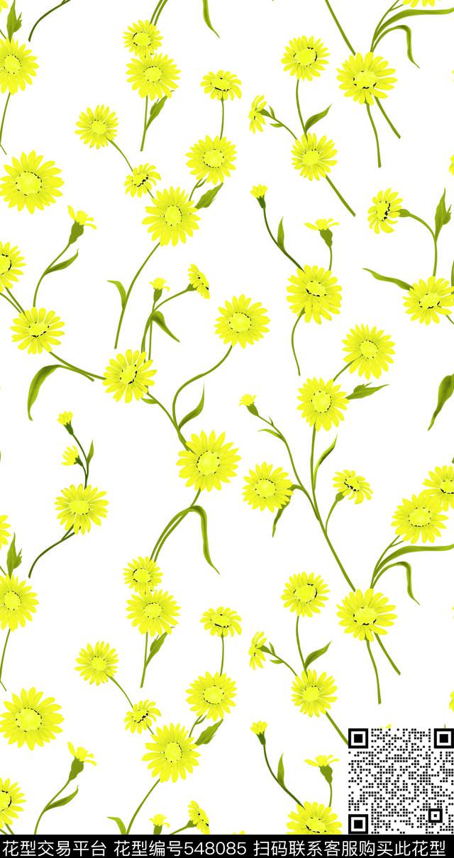 雏菊大牌花卉数码印花华亿平台下载（图片编号: 548085） - 瓦栏（Walan）
