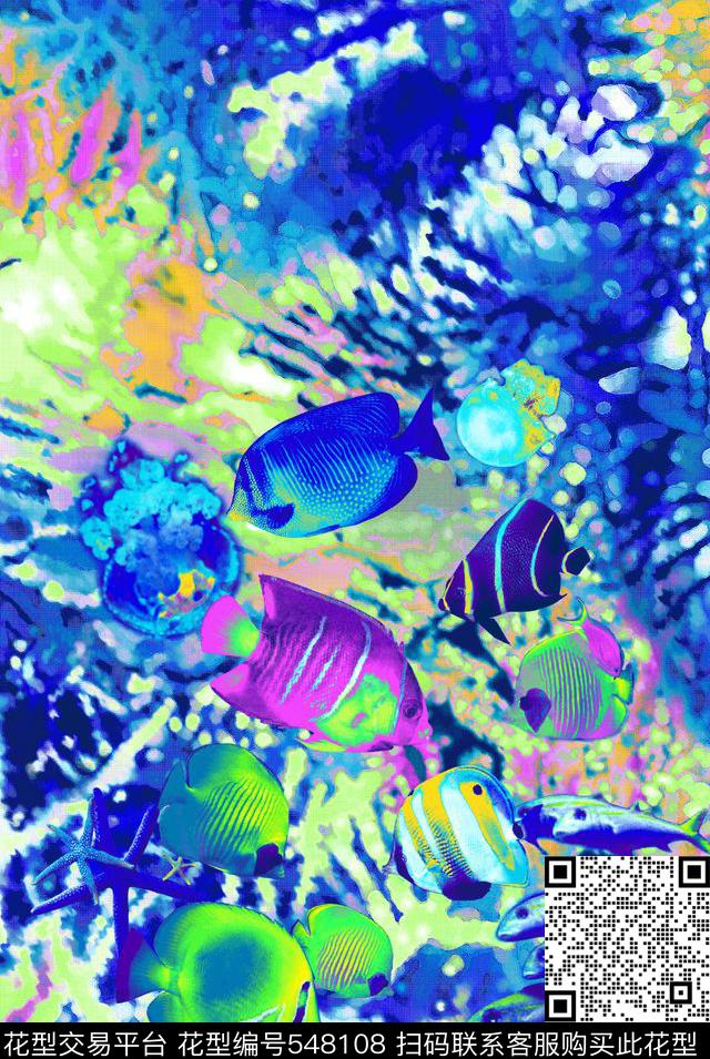 海洋生物時尚定位华亿平台海底世界有关海洋传统印花华亿平台下载（图片编号: 548108） - 瓦栏（Walan）