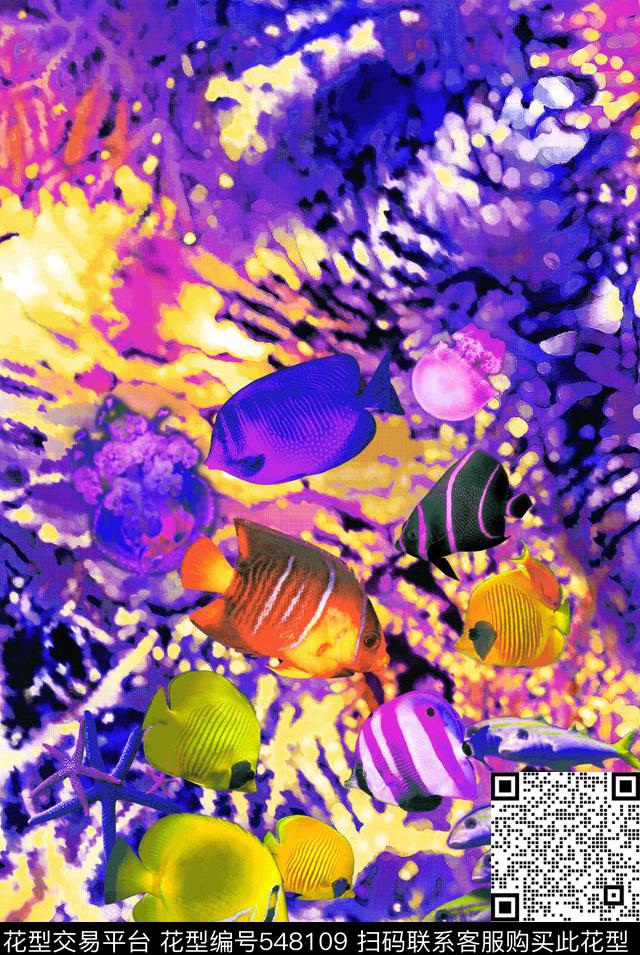 海洋生物時尚定位华亿平台海底世界有关海洋传统印花华亿平台下载（图片编号: 548109） - 瓦栏（Walan）