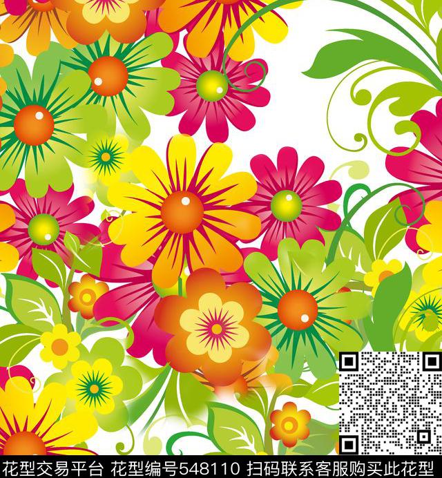 花朵花卉几何传统印花华亿平台下载（图片编号: 548110） - 瓦栏（Walan）