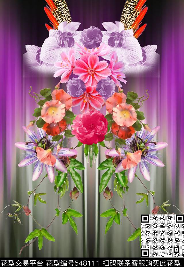 数码裙子女装T恤手绘水彩花卉时尚新潮流行数码印花华亿平台下载（图片编号: 548111） - 瓦栏（Walan）