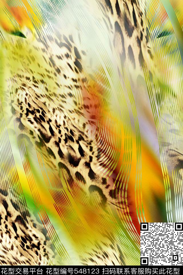 欧美风大气抽象几何炫彩动感数码印花华亿平台下载（图片编号: 548123） - 瓦栏（Walan）