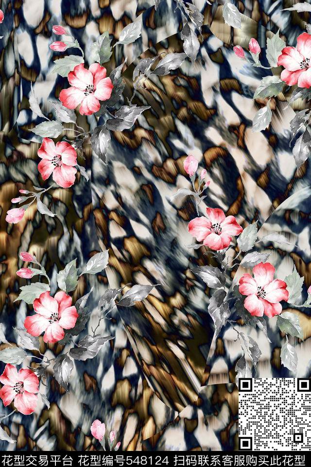 手绘大气原创大气抽象几何数码印花华亿平台下载（图片编号: 548124） - 瓦栏（Walan）