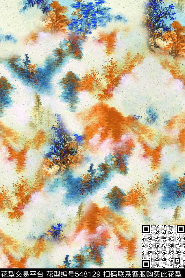 流行时尚潮流水墨印花服装围巾丝巾流行时尚潮流梦幻水墨印花服装围巾流行时尚数码印花华亿平台下载（图片编号: 548129） - 瓦栏（Walan）