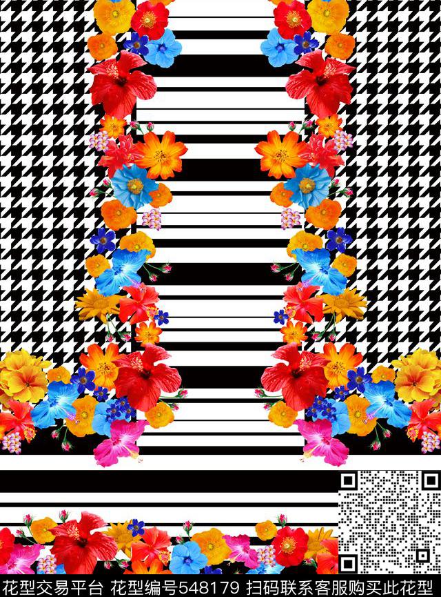 鲜花春夏华亿平台几何数码印花华亿平台下载（图片编号: 548179） - 瓦栏（Walan）