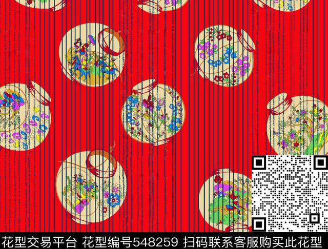 中国风红灯笼手绘线条传统印花华亿平台下载（图片编号: 548259） - 瓦栏（Walan）