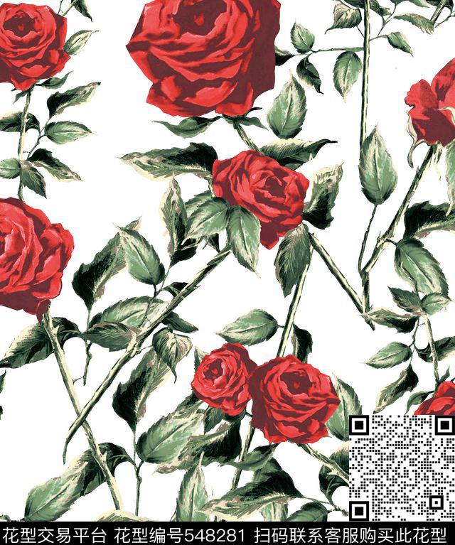 潮流仿大牌花卉数码印花华亿平台下载（图片编号: 548281） - 瓦栏（Walan）