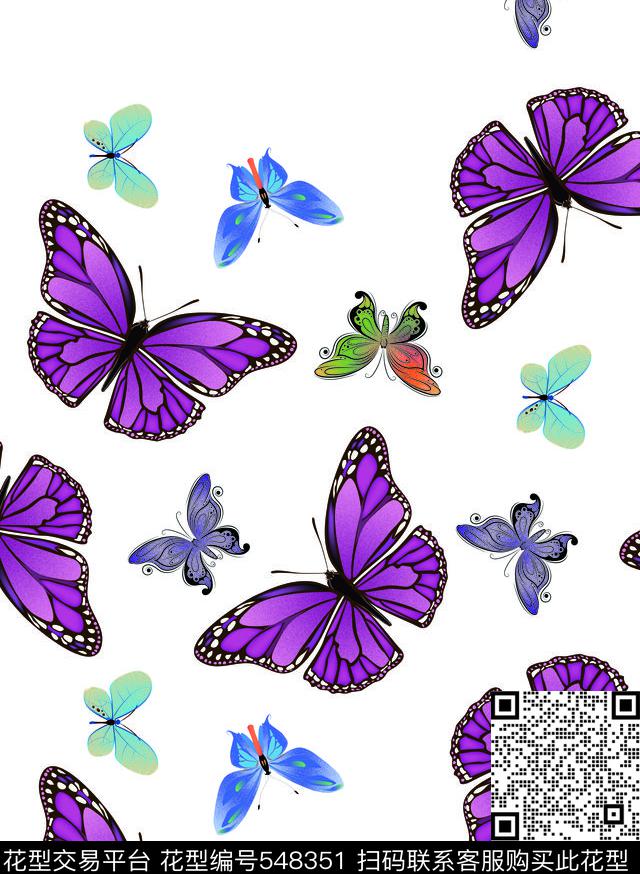 蝴蝶花蝶彩蝶传统印花华亿平台下载（图片编号: 548351） - 瓦栏（Walan）