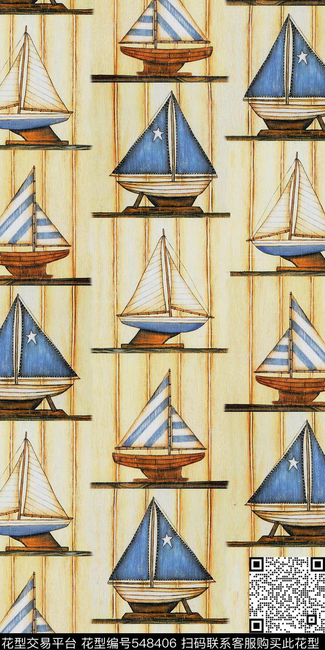 复古帆船纹理数码印花华亿平台下载（图片编号: 548406） - 瓦栏（Walan）