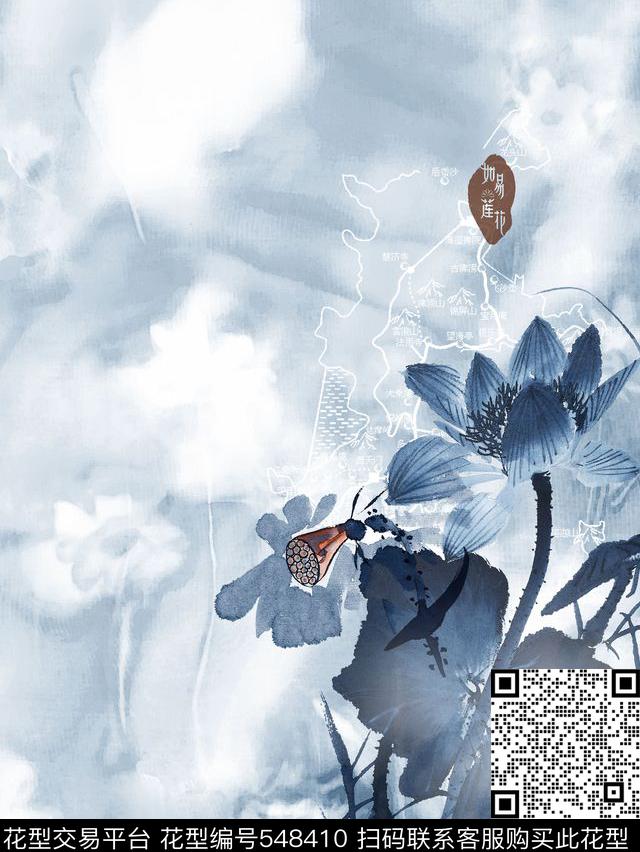 抽象定位花数码印花华亿平台下载（图片编号: 548410） - 瓦栏（Walan）