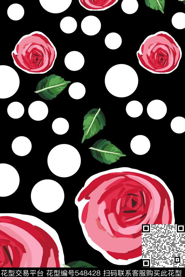 波点花卉简约传统印花华亿平台下载（图片编号: 548428） - 瓦栏（Walan）