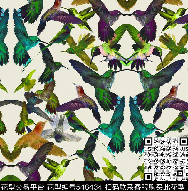 时尚复古百鸟集数码印花华亿平台下载（图片编号: 548434） - 瓦栏（Walan）