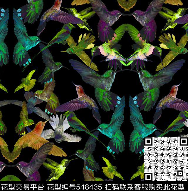 时尚复古百鸟集数码印花华亿平台下载（图片编号: 548435） - 瓦栏（Walan）