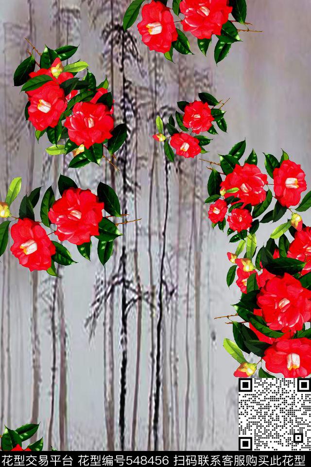 写意田园风女装连衣裙旗袍数码印花华亿平台下载（图片编号: 548456） - 瓦栏（Walan）