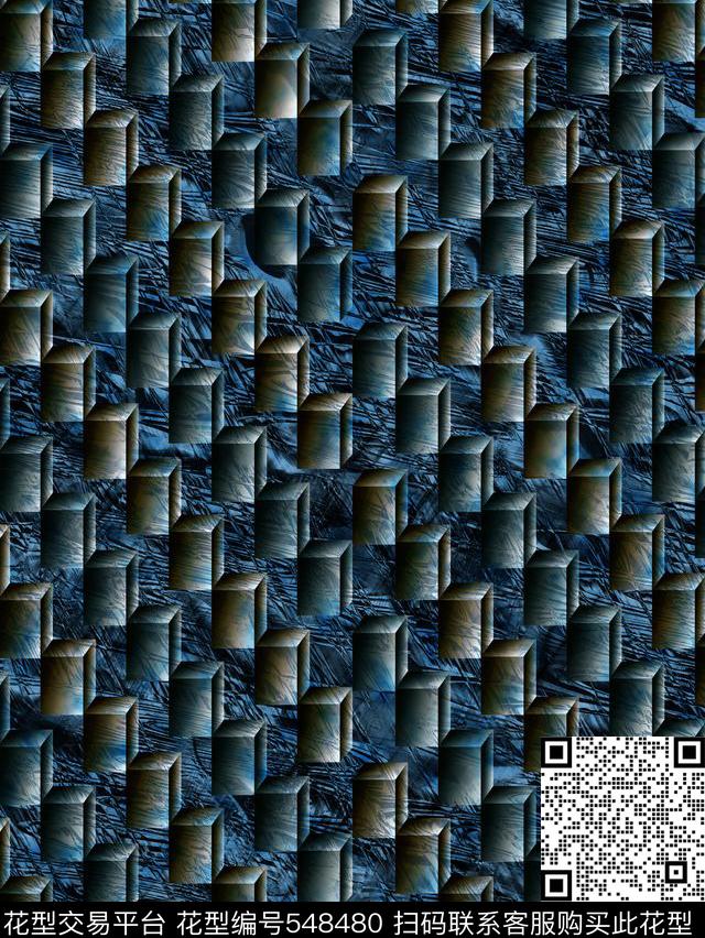 肌理纹立体几何男装数码印花华亿平台下载（图片编号: 548480） - 瓦栏（Walan）