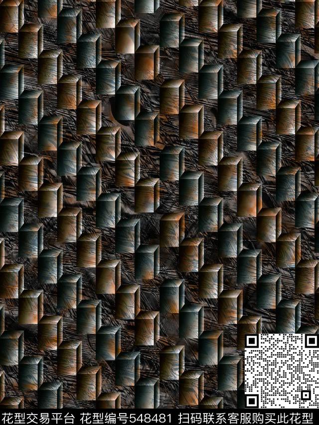 肌理纹立体几何男装数码印花华亿平台下载（图片编号: 548481） - 瓦栏（Walan）