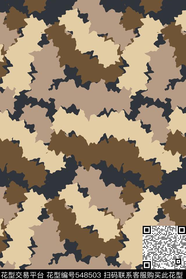 抽象创意迷彩传统印花华亿平台下载（图片编号: 548503） - 瓦栏（Walan）